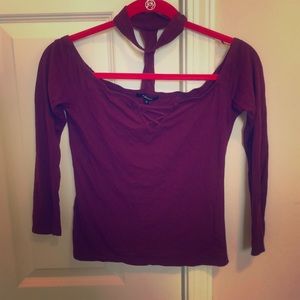 Maroon front lace long sleeve